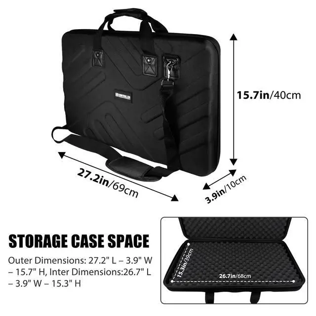 Alt view image 5 of 7 - DJ Case - 27.2"x15.7"x4" - Fits Pioneer DJ Controller RX,SX,SX2,SX3/DDJ-FLX6/Denon MC7000 - Hard Shell Traveling Case - EVA Protection - For DJ Equipment