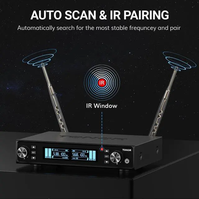 Alt view image 2 of 7 - Wireless Microphones, UHF Rechargeable Cordless Karaoke Mics with Box Receiver, 2x100 Channel Dynamic Microfonos Inalambricos Professional with Adjustable Volume, Quick Mute, 80 m/262ft TW550