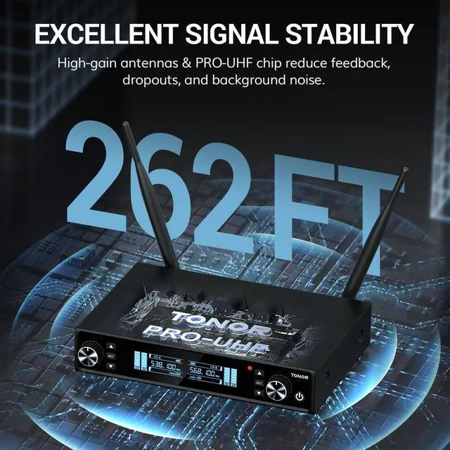 Alt view image 3 of 7 - Wireless Microphones, UHF Rechargeable Cordless Karaoke Mics with Box Receiver, 2x100 Channel Dynamic Microfonos Inalambricos Professional with Adjustable Volume, Quick Mute, 80 m/262ft TW550