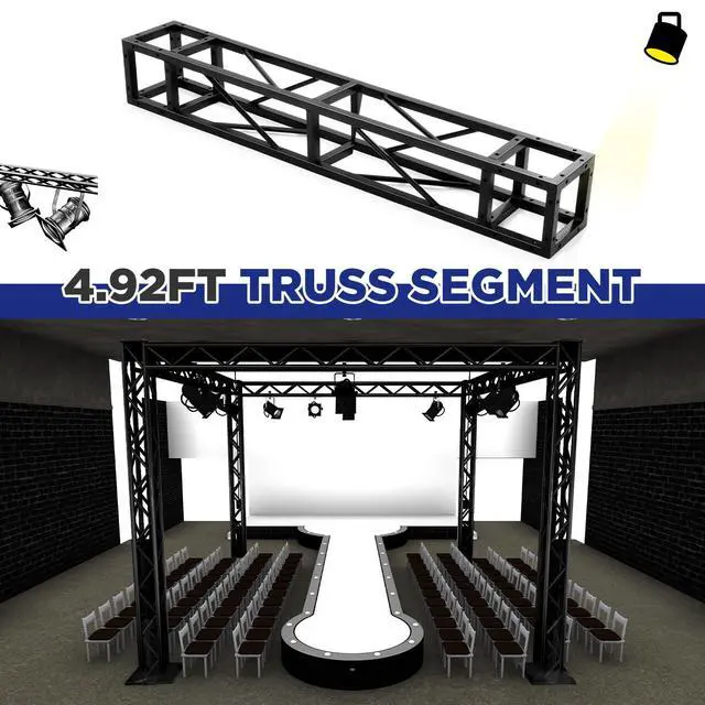 Alt view image 4 of 7 - Square 8" x 8" Box Truss Black Trussing Aluminum Lighting Stage Truss with Hardware, 500 Pounds Load Capacity(1.5m Long)