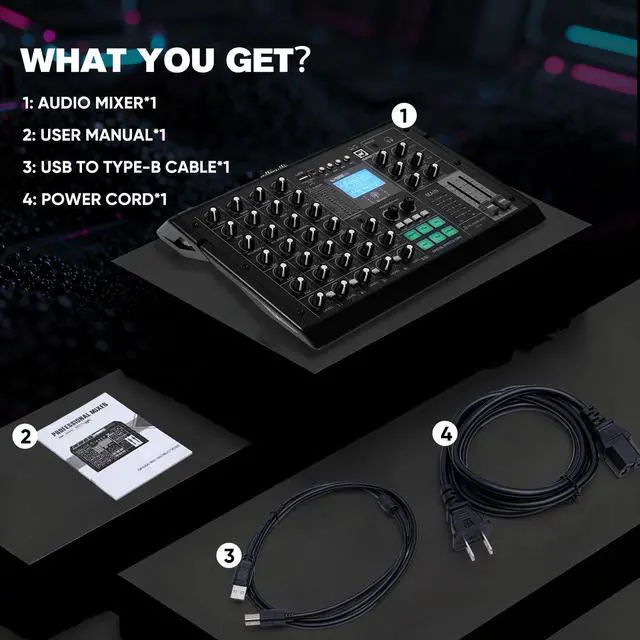 Alt view image 6 of 6 - Audio Interface for PC, 6-Channel Audio Mixer Built-In Sound Card Effects, Interface for Recording Music, Compatible with Microphones for Podcast, Live Stream, Vocal Recording, DJ & Karaoke