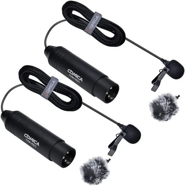 Main image of V02C Cardioid XLR Lavalier Microphone for Camcorder, Zoom Recorder | 48V Phantom Power, with Windmuff, 5.9ft Silicone Cable, XLR Lapel Mic for Interviews, Vlogging, and Studio Mixers