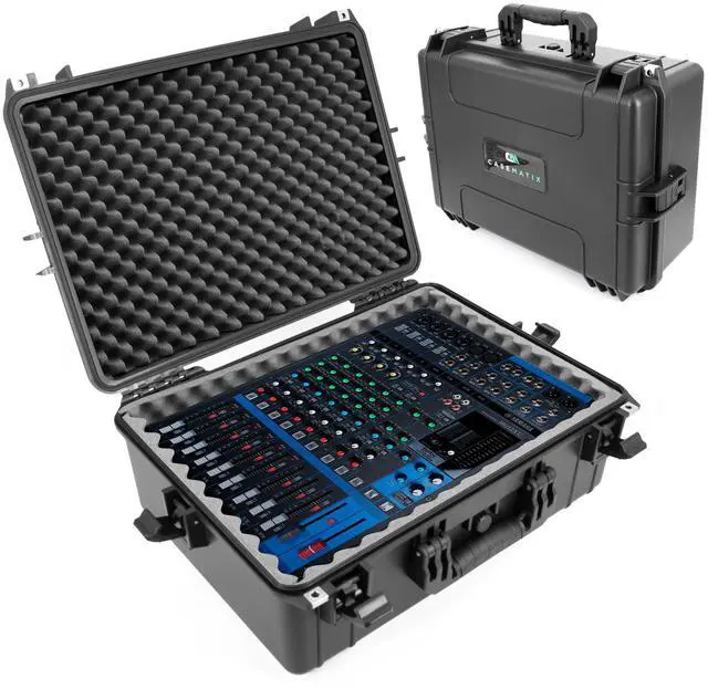Main image of Mixer Carry Case Compatible with Yamaha MG12XU | 12 Channel Mixing Console, IPX7 Waterproof Hard Shell, Fits Mixers up to 17" x 12.1" x 5", Includes Foam, Cable Storage