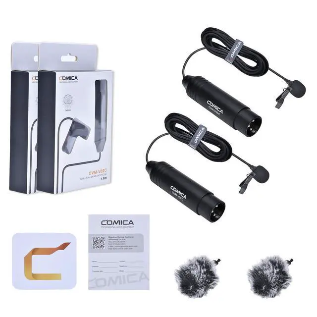 Alt view image 7 of 7 - V02C Cardioid XLR Lavalier Microphone for Camcorder, Zoom Recorder | 48V Phantom Power, with Windmuff, 5.9ft Silicone Cable, XLR Lapel Mic for Interviews, Vlogging, and Studio Mixers