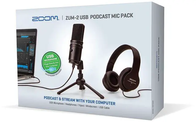 Main image of Zum-2 Podcast Mic Pack for Podcasting, Music, and Voice-Overs, Includes USB Microphone, Headphones, Tripod, Windscreen, and USB Cable