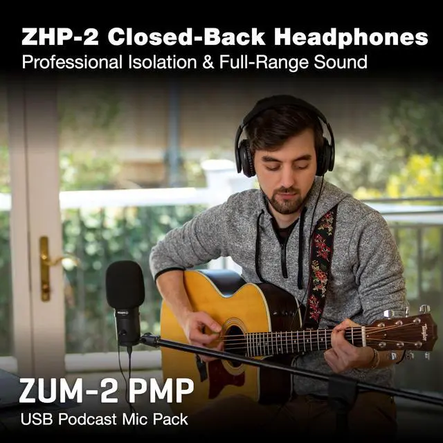 Alt view image 4 of 7 - Zum-2 Podcast Mic Pack for Podcasting, Music, and Voice-Overs, Includes USB Microphone, Headphones, Tripod, Windscreen, and USB Cable
