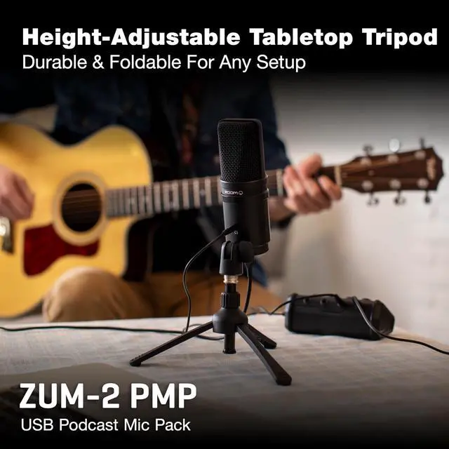Alt view image 5 of 7 - Zum-2 Podcast Mic Pack for Podcasting, Music, and Voice-Overs, Includes USB Microphone, Headphones, Tripod, Windscreen, and USB Cable