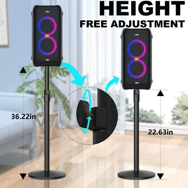 Alt view image 2 of 7 - Speaker Stand for JBL Partybox 110/100/120, Adjustable Height | All-Metal Heavy Base, Holds 44 lbs, Sturdy Floor Stand for JBL Partybox 100/110/120,Household, party, performance