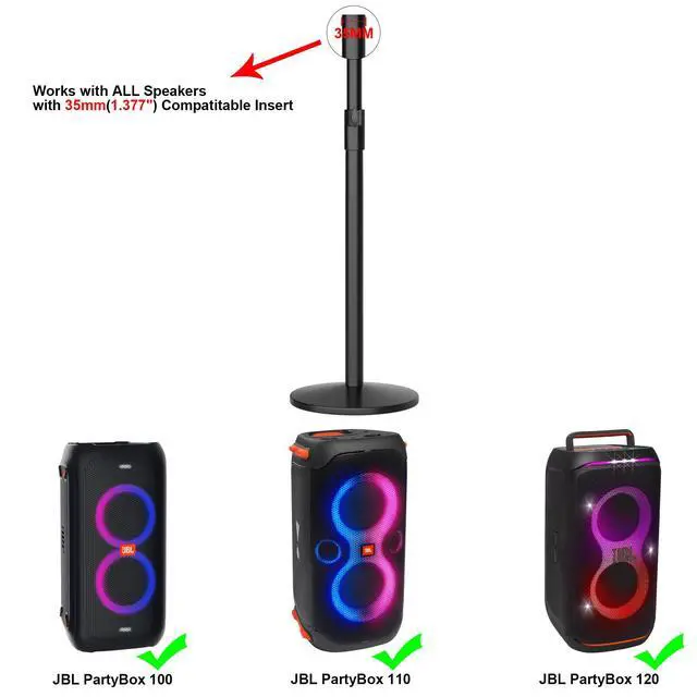 Alt view image 4 of 7 - Speaker Stand for JBL Partybox 110/100/120, Adjustable Height | All-Metal Heavy Base, Holds 44 lbs, Sturdy Floor Stand for JBL Partybox 100/110/120,Household, party, performance