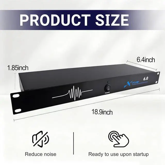 Alt view image 2 of 7 - 6 In 6 Out Feedback Suppressor, DSP Anti-Feedback Audio Processor | DSP Signal Processing; Rack Installation; XLR Input Output; Live Sound Support; PA System Compatibility