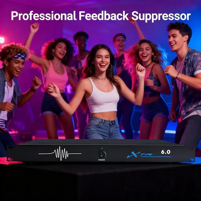 Alt view image 4 of 7 - 6 In 6 Out Feedback Suppressor, DSP Anti-Feedback Audio Processor | DSP Signal Processing; Rack Installation; XLR Input Output; Live Sound Support; PA System Compatibility