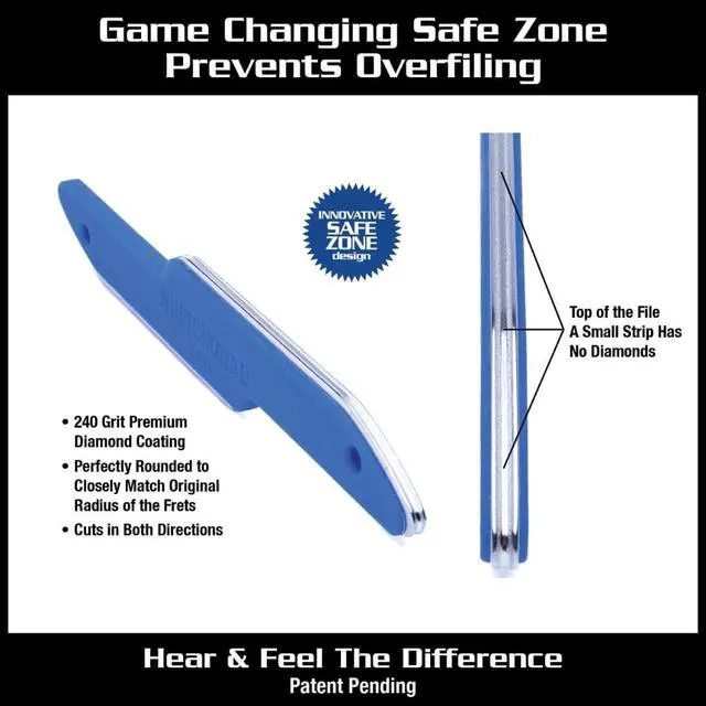 Alt view image 3 of 6 - Diamond Coated Fret Crowning S-File and Fret End Dressing E-File Luthier & Guitar Tech Fret Tool Set (MN873)