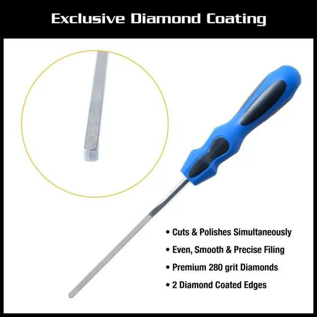 Alt view image 6 of 6 - Diamond Coated Fret Crowning S-File and Fret End Dressing E-File Luthier & Guitar Tech Fret Tool Set (MN873)