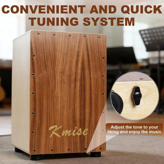 Alt view image 6 of 7 - Portable Cajon Drum Box, 11.8×12.2×19" Adjustable Snare Cajons Drums, Solid Acacia & Birch Wood, Percussion Instrument Gift for Adults Kids, With Carry Bag,for Home Live Performance Practice