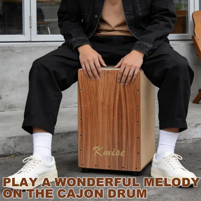 Alt view image 7 of 7 - Portable Cajon Drum Box, 11.8×12.2×19" Adjustable Snare Cajons Drums, Solid Acacia & Birch Wood, Percussion Instrument Gift for Adults Kids, With Carry Bag,for Home Live Performance Practice