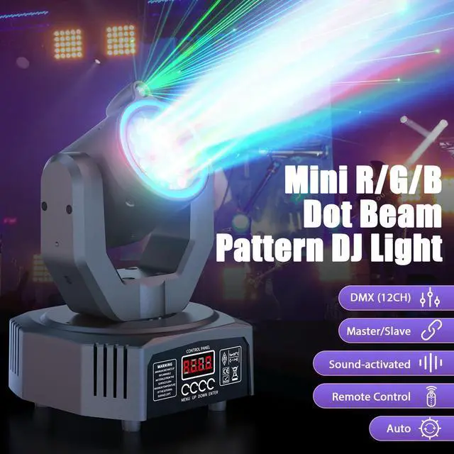 Alt view image 2 of 7 - 2PCS Compact 30W Stage Moving Head Light with Beam,GOBO Projection,Remote Control Sound Active & DMX512 Control 450° Pan/180° Tilt for DJ Party Home Theater Small Venues