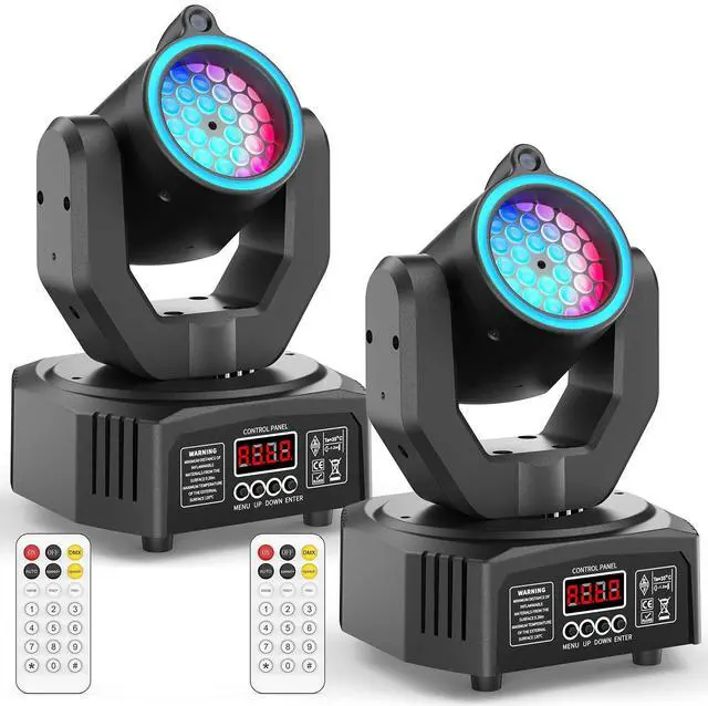Main image of 2PCS Compact 30W Stage Moving Head Light with Beam,GOBO Projection,Remote Control Sound Active & DMX512 Control 450° Pan/180° Tilt for DJ Party Home Theater Small Venues