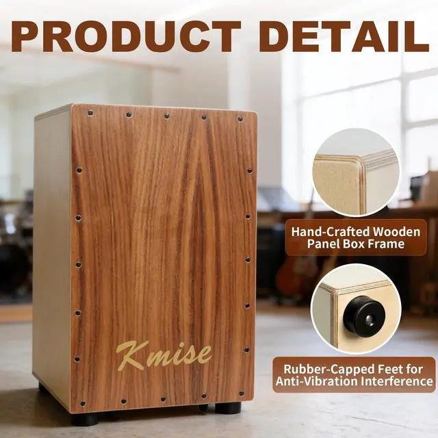 Alt view image 4 of 7 - Portable Cajon Drum Box, 11.8×12.2×19" Adjustable Snare Cajons Drums, Solid Acacia & Birch Wood, Percussion Instrument Gift for Adults Kids, With Carry Bag,for Home Live Performance Practice