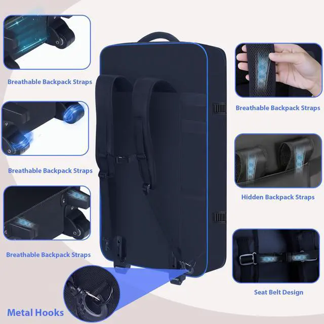 Alt view image 4 of 7 - DJ Controller Case with Wheels for DDJ FLX10/GRV6/REV7/REV5/1000/SC LIVE 4 | DJ Roller Gig Bag, Full Soft Padded, Multiple Pockets, with Backpack- and Shoulder-Strap, for DJ and Music Producers
