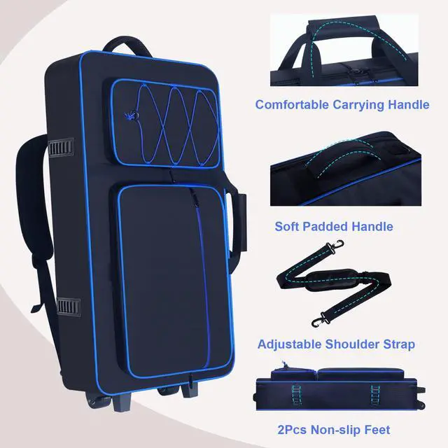 Alt view image 5 of 7 - DJ Controller Case with Wheels for DDJ FLX10/GRV6/REV7/REV5/1000/SC LIVE 4 | DJ Roller Gig Bag, Full Soft Padded, Multiple Pockets, with Backpack- and Shoulder-Strap, for DJ and Music Producers