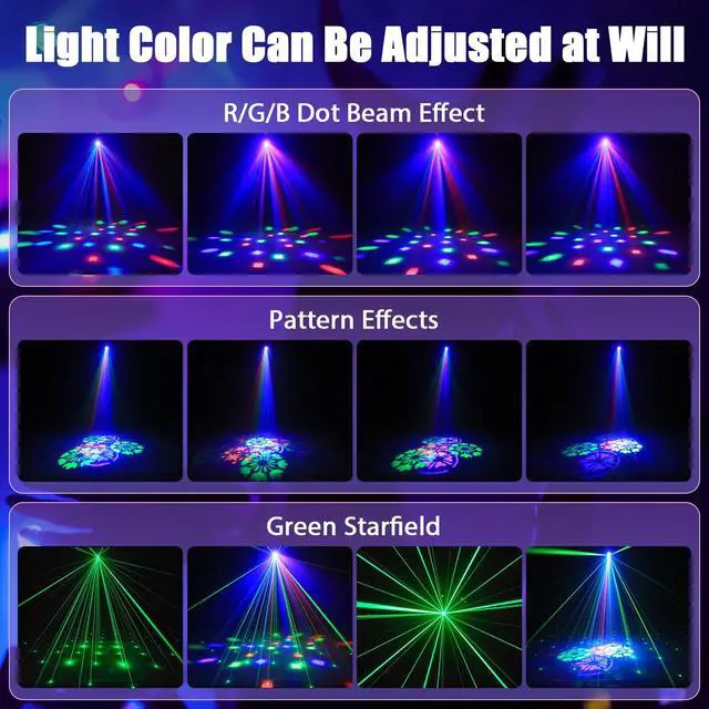 Alt view image 4 of 7 - 2PCS Compact 30W Stage Moving Head Light with Beam,GOBO Projection,Remote Control Sound Active & DMX512 Control 450° Pan/180° Tilt for DJ Party Home Theater Small Venues