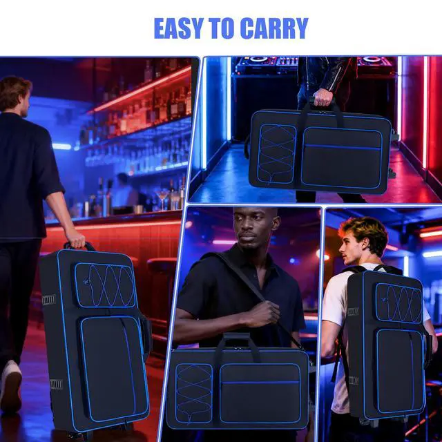 Alt view image 6 of 7 - DJ Controller Case with Wheels for DDJ FLX10/GRV6/REV7/REV5/1000/SC LIVE 4 | DJ Roller Gig Bag, Full Soft Padded, Multiple Pockets, with Backpack- and Shoulder-Strap, for DJ and Music Producers