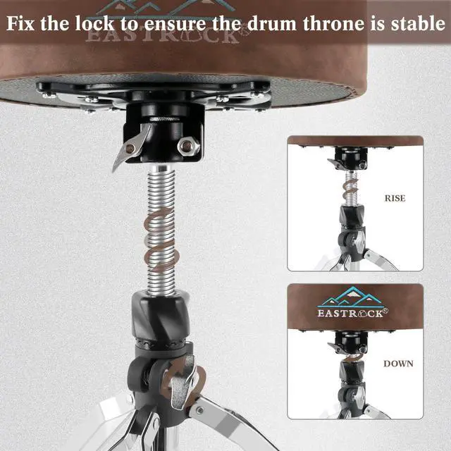 Alt view image 2 of 7 - Drum Throne Drum Stools Padded Rotatable Drum Stool Seat,Height Adjustable Drum Chair for Drummer Adult (Brown)