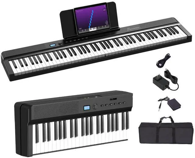 Main image of Upgraded Folding Piano Keyboard, 88 Key Full Size Semi Weighted Keyboard Support MIDI and Bluetooth, Portable Foldable Keyboard Piano with Sustain Pedal and Piano Bag, Best Gift for Beginner