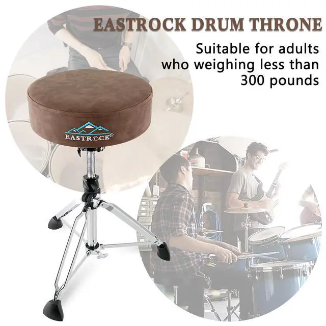 Alt view image 7 of 7 - Drum Throne Drum Stools Padded Rotatable Drum Stool Seat,Height Adjustable Drum Chair for Drummer Adult (Brown)