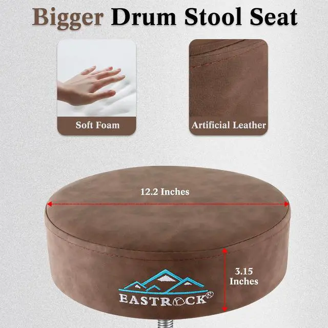 Alt view image 5 of 7 - Drum Throne Drum Stools Padded Rotatable Drum Stool Seat,Height Adjustable Drum Chair for Drummer Adult (Brown)