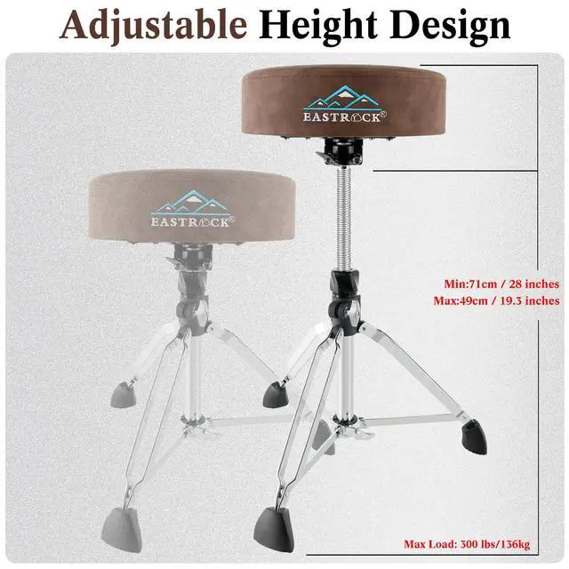 Alt view image 6 of 7 - Drum Throne Drum Stools Padded Rotatable Drum Stool Seat,Height Adjustable Drum Chair for Drummer Adult (Brown)