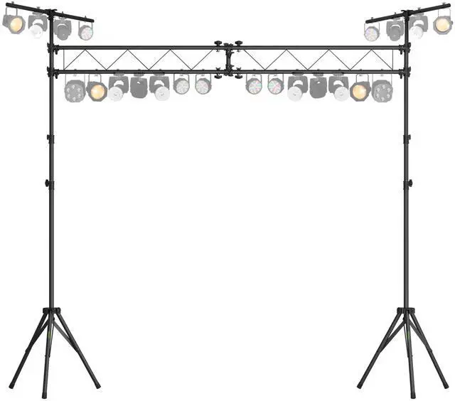 Main image of Lighting Truss System (x2) 12 Ft Tripod Stands With T-Bars (x2) 5 Ft Stage Trusses, 36 Mounting Points, Up to 200 Lbs Capacity for Pro-Grade Portable for DJ Lighting, Bands, Venues and Stages