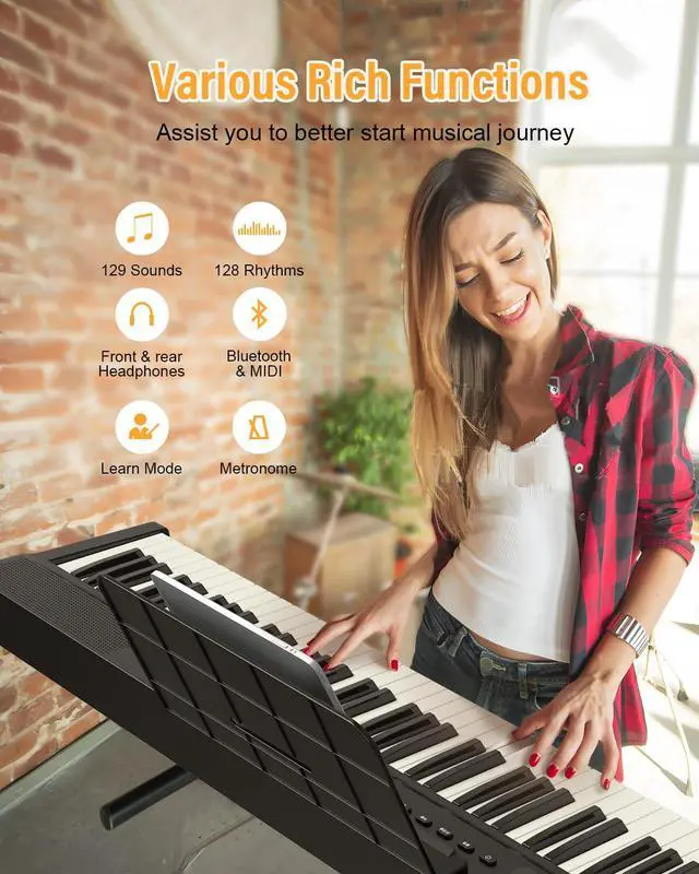 Alt view image 7 of 7 - Upgraded Folding Piano Keyboard, 88 Key Full Size Semi Weighted Keyboard Support MIDI and Bluetooth, Portable Foldable Keyboard Piano with Sustain Pedal and Piano Bag, Best Gift for Beginner