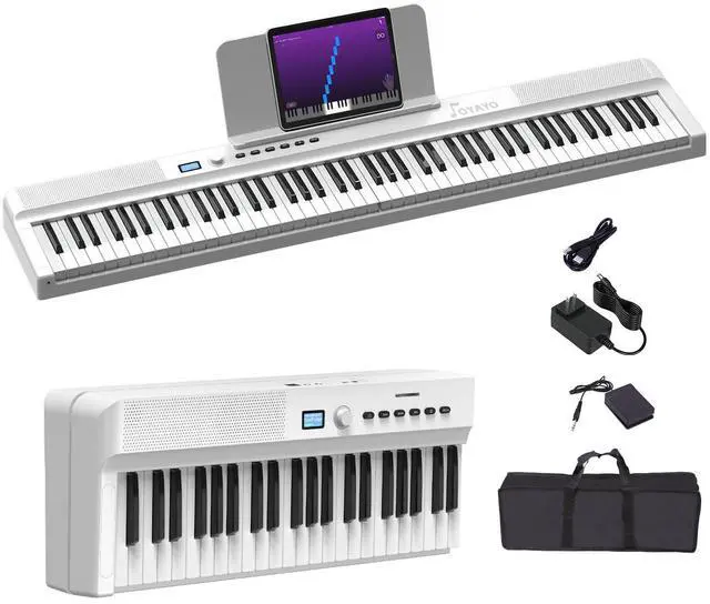 Main image of Upgraded Folding Piano Keyboard, 88 Key Full Size Semi Weighted Keyboard Support MIDI and Bluetooth, Portable Foldable Keyboard Piano with Sustain Pedal and Piano Bag, White