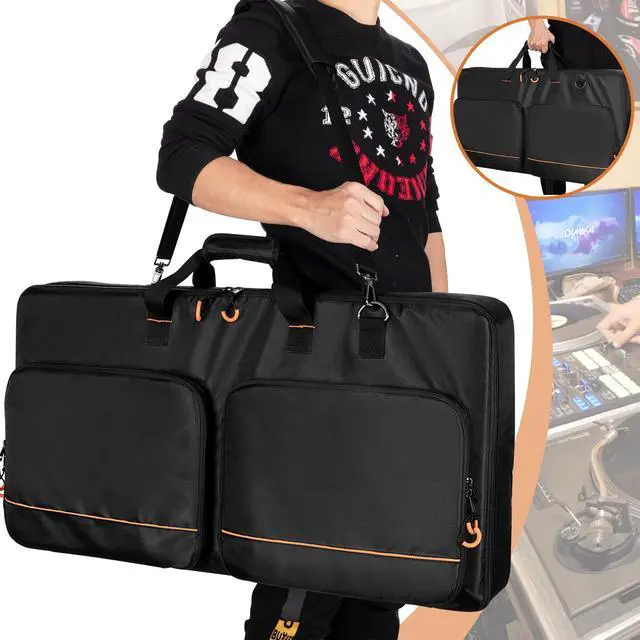 Alt view image 5 of 7 - DJ Controller Carrying Case Storage Bag with Foam Padding(L,Black) | Compatible with Pioneer DDJ RX/SX/SX2/SX3/Denon MC7000/Numark NS6, Fixing Strap, Multiple Pocket, Soft Lining, Shoulder Strap