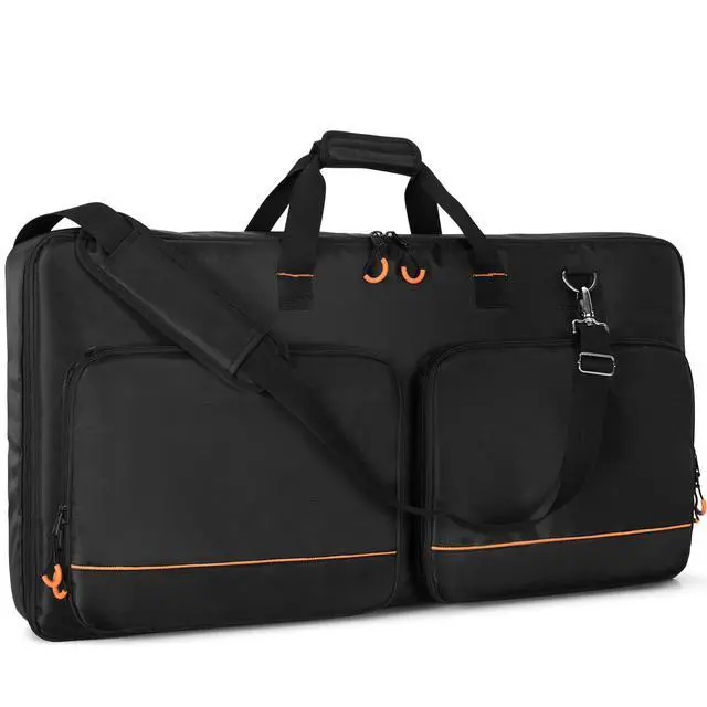 Alt view image 7 of 7 - DJ Controller Carrying Case Storage Bag with Foam Padding(L,Black) | Compatible with Pioneer DDJ RX/SX/SX2/SX3/Denon MC7000/Numark NS6, Fixing Strap, Multiple Pocket, Soft Lining, Shoulder Strap