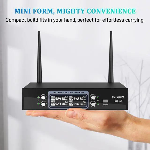 Alt view image 7 of 7 - 4 Channel Wireless Lapel Microphone System with 4 Headset Mics, 4 Lavalier Mics, UHF Metal Receiver, 4 Bodypacks, Independent Volume Control, 262ft Range for Home, Classroom, Church, Events