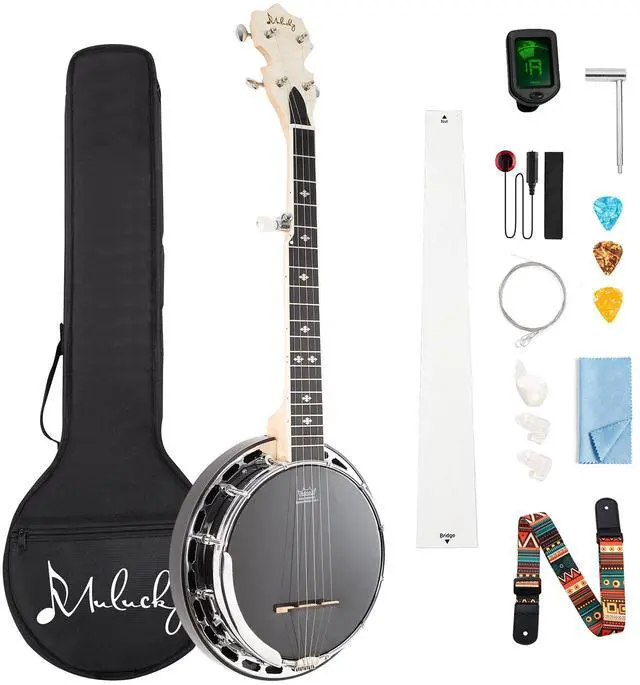 Main image of 5 String Mini Banjo, 28" Portable Travel Maple Banjo Remo Head | 28" Travel Banjo: Compact 5-string banjo with a maple body and premium Remo head. Includes a gig bag, tuner, and picks