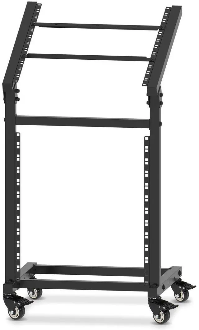 Main image of 12U DJ Mixer Stand Rack Mount Rolling Stand Adjustable Stage Cart | For Music Studio Booth Pro Audio Recording Cabinet Stage Equipment
