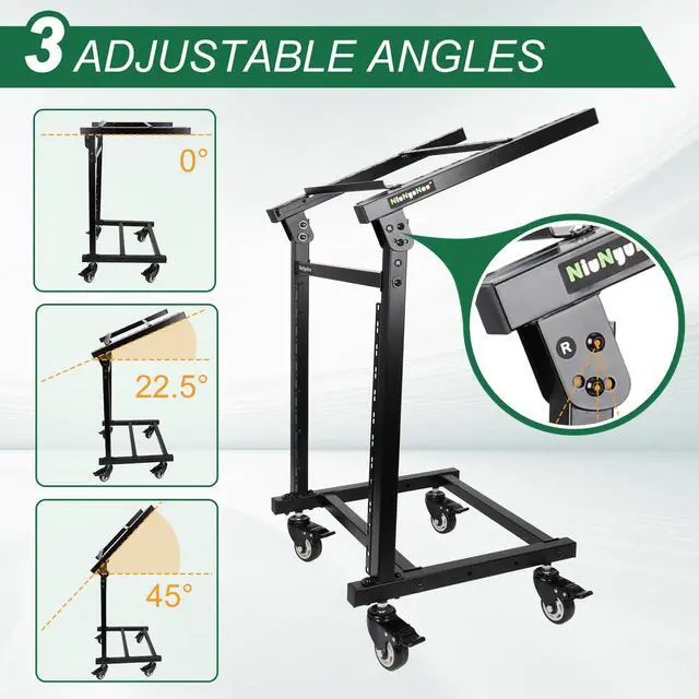 Alt view image 3 of 7 - 12U DJ Mixer Stand Rack Mount Rolling Stand Adjustable Stage Cart | For Music Studio Booth Pro Audio Recording Cabinet Stage Equipment