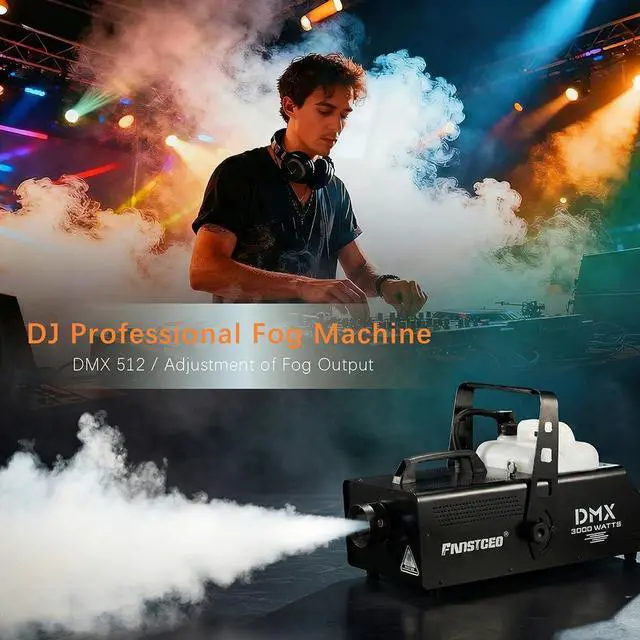 Alt view image 3 of 7 - 3000W Professional Fog Machine with DMX Remote for Stage Halloween | 50000 CFM Output, Timer Function, Adjustable Smoke, Fast Warm-Up, Heavy Steel Build for DJ Party Concert Events