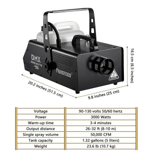 Alt view image 5 of 7 - 3000W Professional Fog Machine with DMX Remote for Stage Halloween | 50000 CFM Output, Timer Function, Adjustable Smoke, Fast Warm-Up, Heavy Steel Build for DJ Party Concert Events