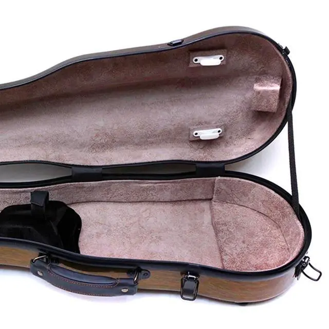 Alt view image 4 of 7 - Dazzling Hard Shell Violin Case 4/4 Full Size Strong Light Flight Carbon Fiber Violin Box with Straps Travel Violin Case (Bronze)