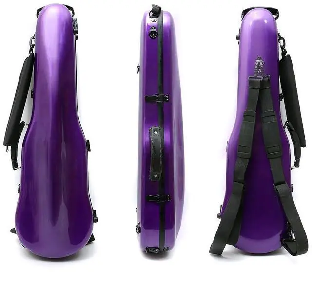 Main image of Dazzling Hard Shell Violin Case 4/4 Full Size Strong Flight Carbon Fiber Violin Box with Straps Travel Violin Case (Violet)