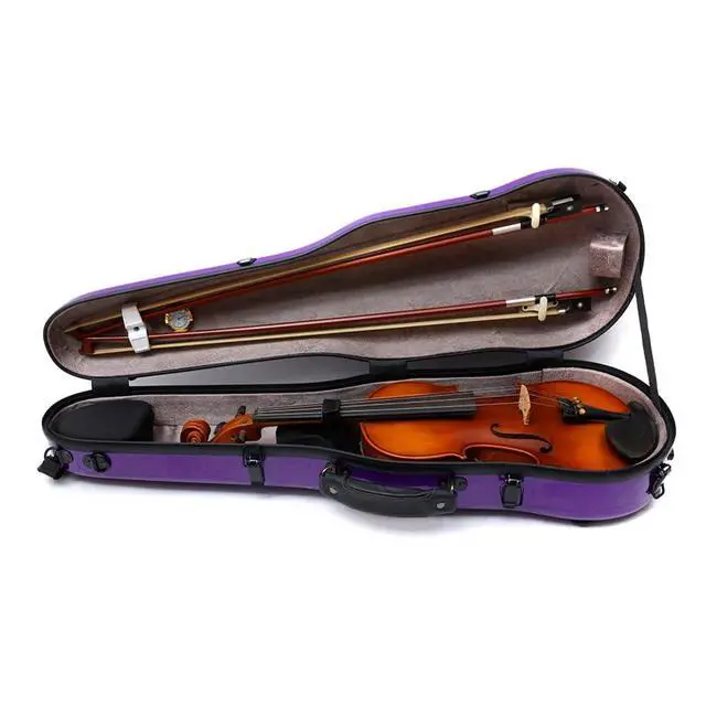 Alt view image 3 of 7 - Dazzling Hard Shell Violin Case 4/4 Full Size Strong Flight Carbon Fiber Violin Box with Straps Travel Violin Case (Violet)