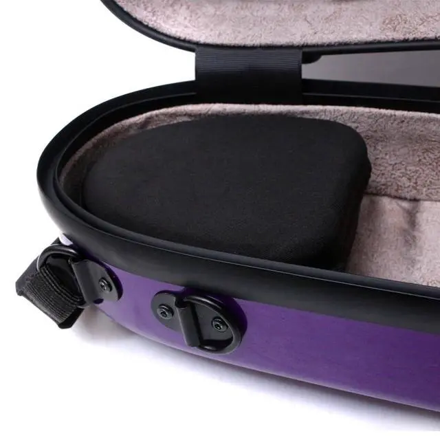 Alt view image 4 of 7 - Dazzling Hard Shell Violin Case 4/4 Full Size Strong Flight Carbon Fiber Violin Box with Straps Travel Violin Case (Violet)
