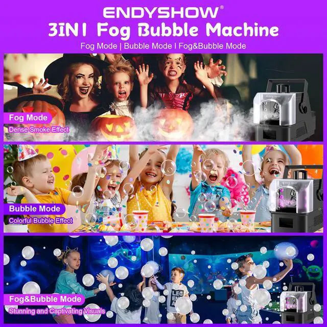 Alt view image 3 of 7 - Fog Bubble Machine,900W 3IN1 Smoke Bubble Machine Maker with 6 Dynamic RGB LED Lighting Effect Remote&LED Display Control for Halloween Indoor&Outdoor Parties Birthday Wedding Show Stage