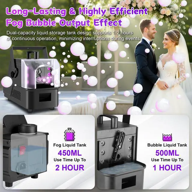 Alt view image 4 of 7 - Fog Bubble Machine,900W 3IN1 Smoke Bubble Machine Maker with 6 Dynamic RGB LED Lighting Effect Remote&LED Display Control for Halloween Indoor&Outdoor Parties Birthday Wedding Show Stage