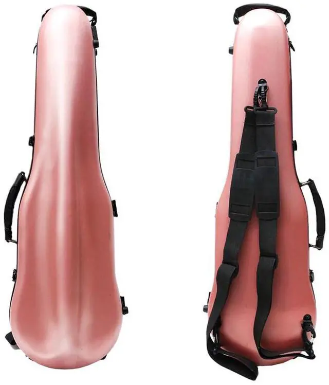 Main image of Dazzling Hard Shell Violin Case 4/4 Full Size Strong Light Flight Carbon Fiber Violin Box with Straps Travel Violin Case (Pink)