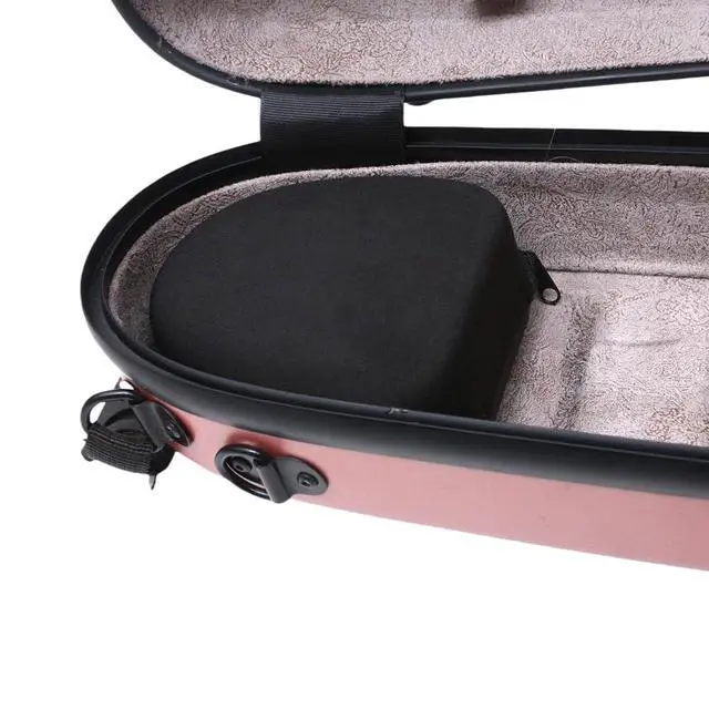 Alt view image 4 of 7 - Dazzling Hard Shell Violin Case 4/4 Full Size Strong Light Flight Carbon Fiber Violin Box with Straps Travel Violin Case (Pink)